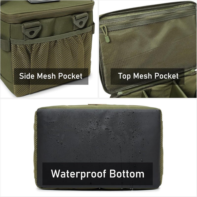 Lemubeane Tactical Camping Storage Bag 18L Tactical Utility Tote Bag Camping Cookware Organizer Trunk Organizer (Army Green) - Image 3